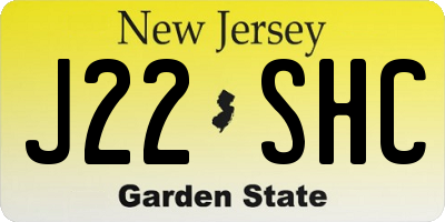 NJ license plate J22SHC