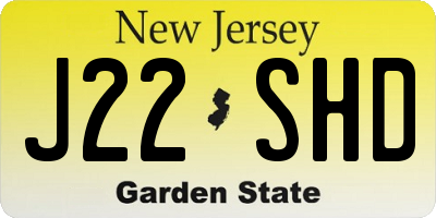NJ license plate J22SHD