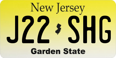 NJ license plate J22SHG