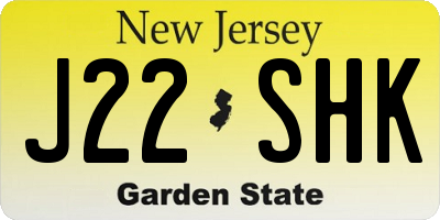 NJ license plate J22SHK