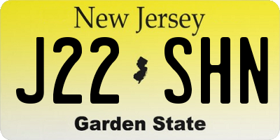 NJ license plate J22SHN
