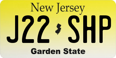 NJ license plate J22SHP