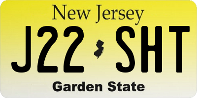 NJ license plate J22SHT