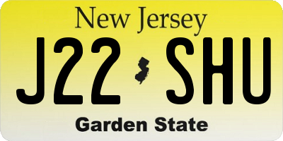 NJ license plate J22SHU