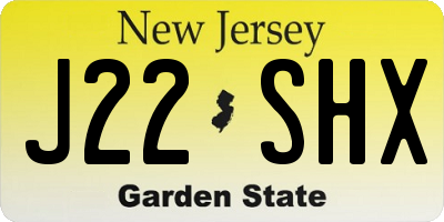 NJ license plate J22SHX