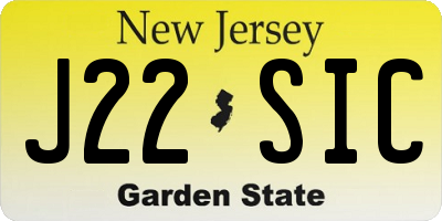 NJ license plate J22SIC