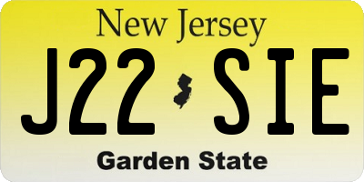NJ license plate J22SIE