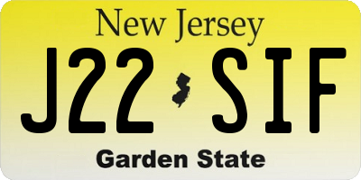 NJ license plate J22SIF