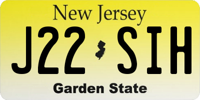 NJ license plate J22SIH