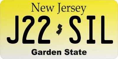NJ license plate J22SIL