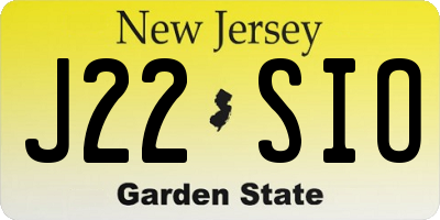 NJ license plate J22SIO