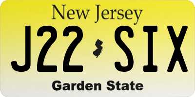 NJ license plate J22SIX