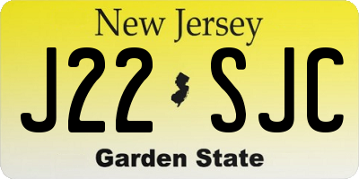 NJ license plate J22SJC