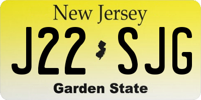 NJ license plate J22SJG