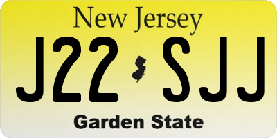 NJ license plate J22SJJ