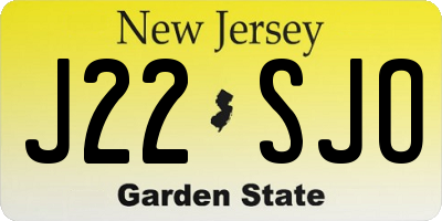 NJ license plate J22SJO