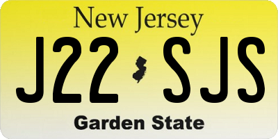 NJ license plate J22SJS