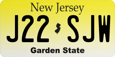 NJ license plate J22SJW