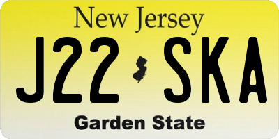 NJ license plate J22SKA