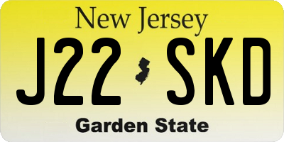 NJ license plate J22SKD