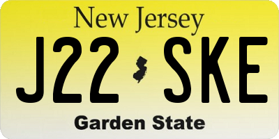 NJ license plate J22SKE