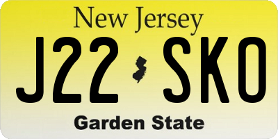 NJ license plate J22SKO