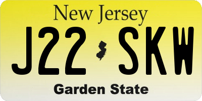 NJ license plate J22SKW