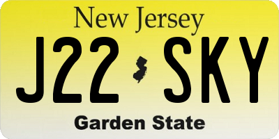 NJ license plate J22SKY