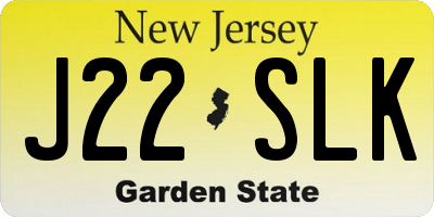 NJ license plate J22SLK