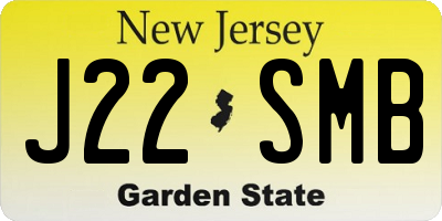NJ license plate J22SMB