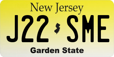NJ license plate J22SME