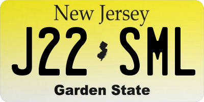 NJ license plate J22SML