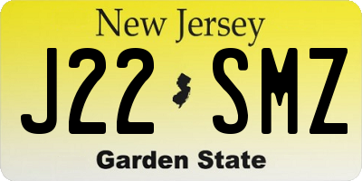 NJ license plate J22SMZ