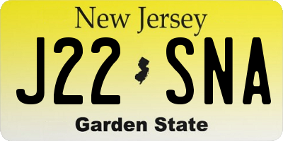 NJ license plate J22SNA