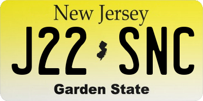 NJ license plate J22SNC