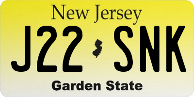 NJ license plate J22SNK