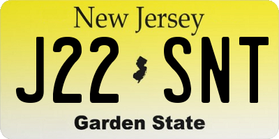 NJ license plate J22SNT