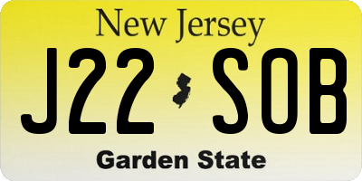 NJ license plate J22SOB