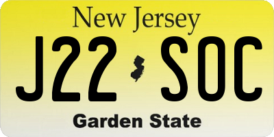 NJ license plate J22SOC