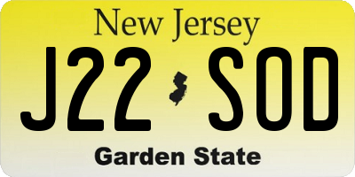 NJ license plate J22SOD