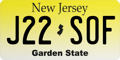 NJ license plate J22SOF