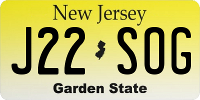 NJ license plate J22SOG