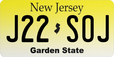 NJ license plate J22SOJ
