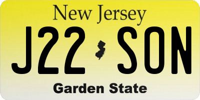 NJ license plate J22SON