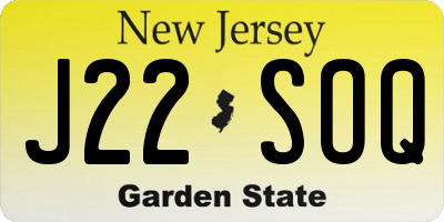NJ license plate J22SOQ