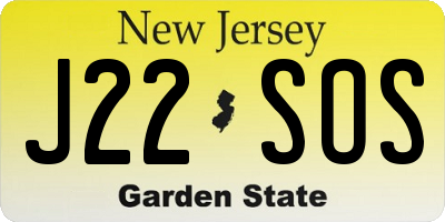 NJ license plate J22SOS