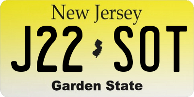 NJ license plate J22SOT