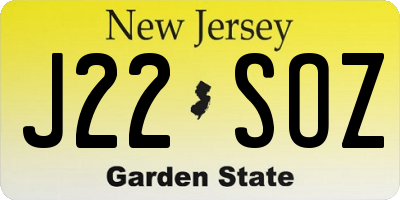 NJ license plate J22SOZ