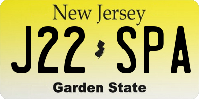 NJ license plate J22SPA
