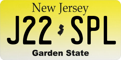 NJ license plate J22SPL